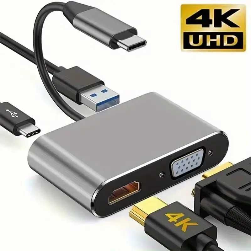 Адаптер Type-C - HDMI USB Hub ЮСБ хаб 3 в 1 Ідеальний для MacBook