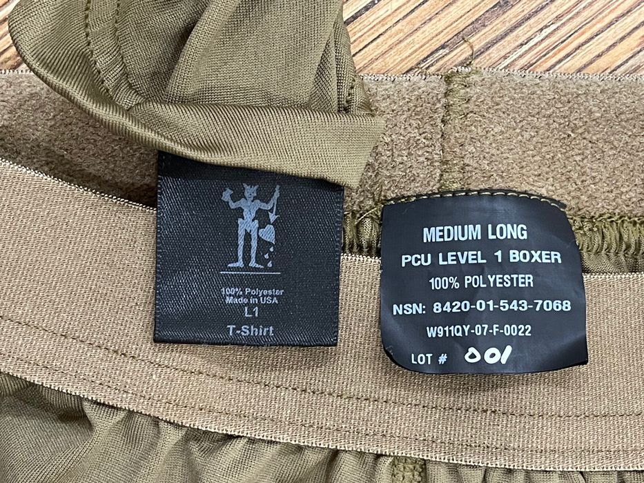SEKRI Polartec ECWCS PCU Level 1 T-Shirt+Boxer, Coyote Brown, L-Long.