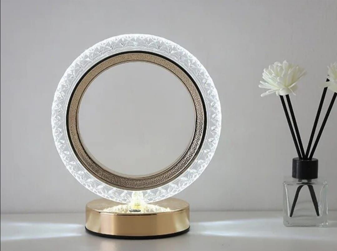 Lampka nocna stołowa pierścień kryształ LED RGB USB obrączka na dotyk