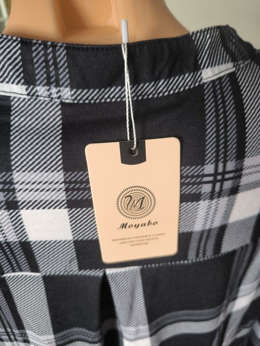 Moyabo koszula bluzka tunika z zamkiem 2XL w kratę damska rayon