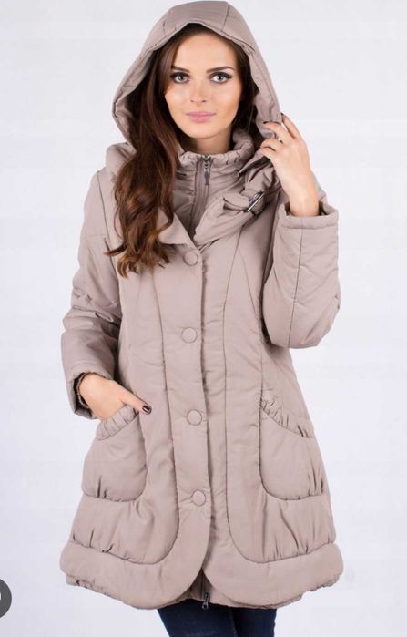 Kurtka zimowa plaszcz bezowy massimo dutti 36 38 s m z kapturem
