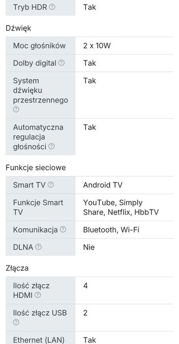 NOWY Philips 50cali 4K UHD Android Ambilight SMART telewizor