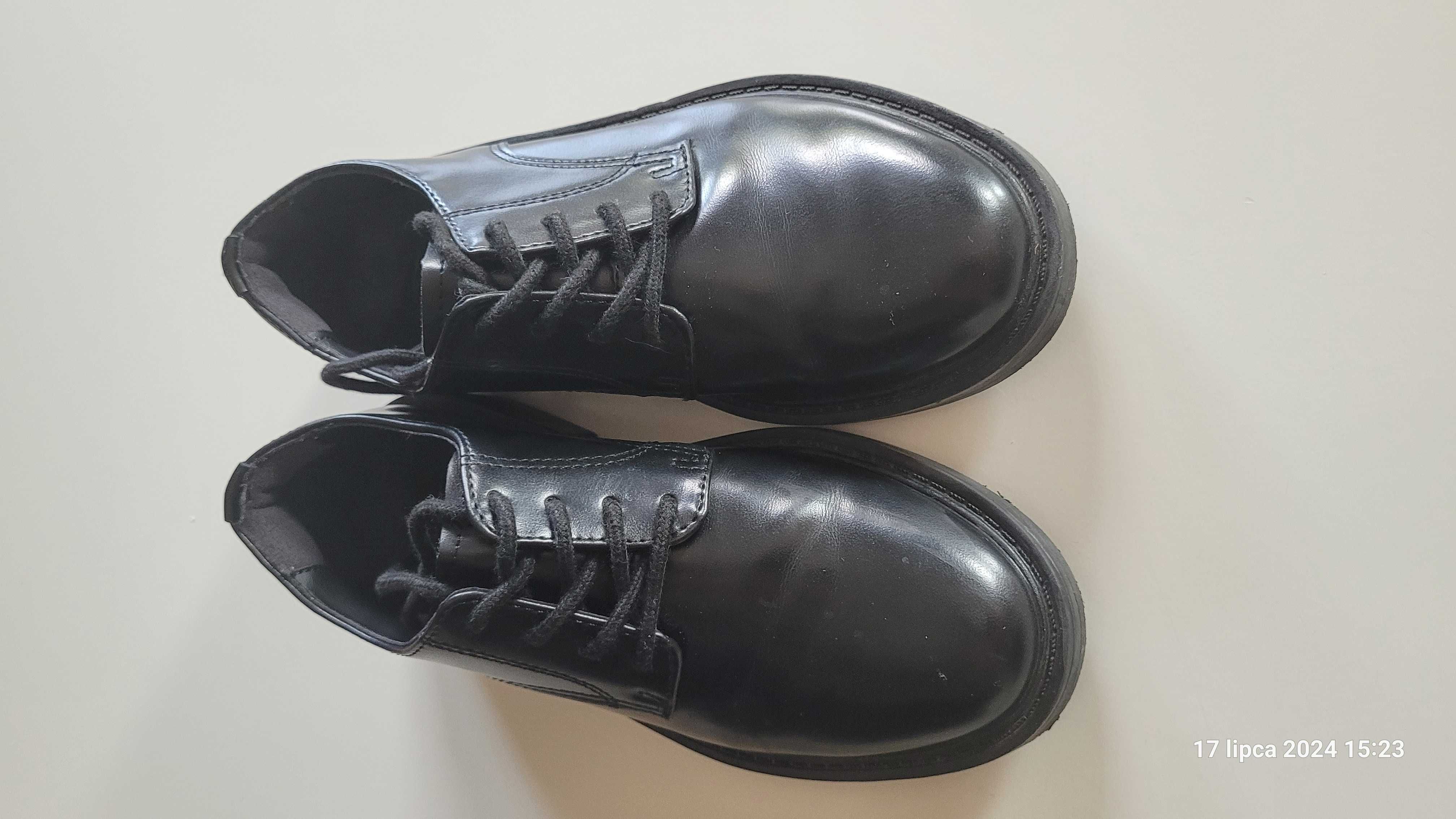 ZARA Sznurowane czarne buty chłopięce derby rozmiar 34 komunia