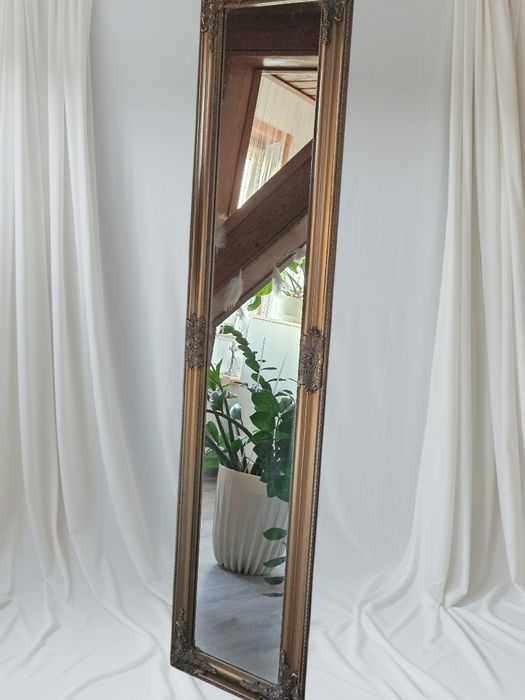 Złote lustro 160x40 vintage złota rama stara retro barok