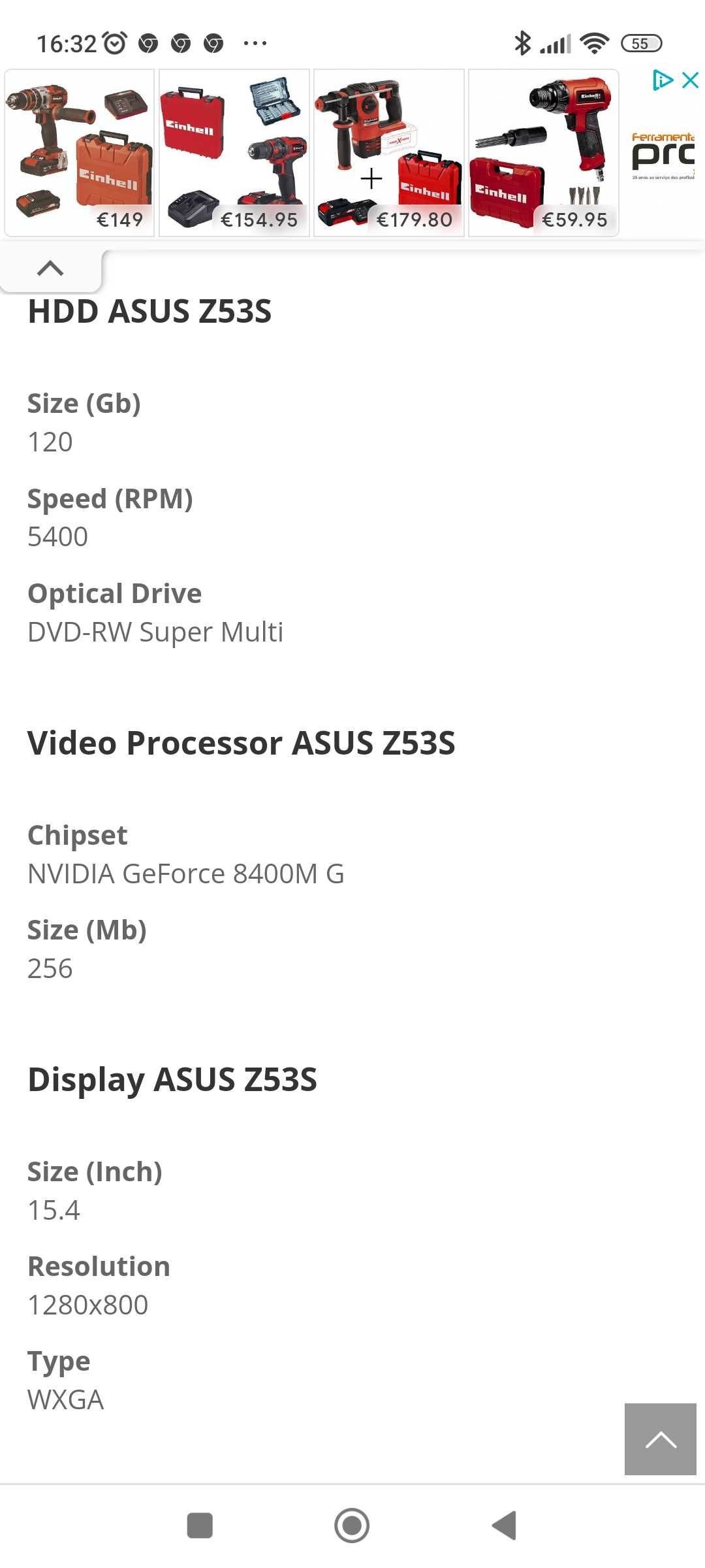 ASUS Z53SV totalmente operacional.