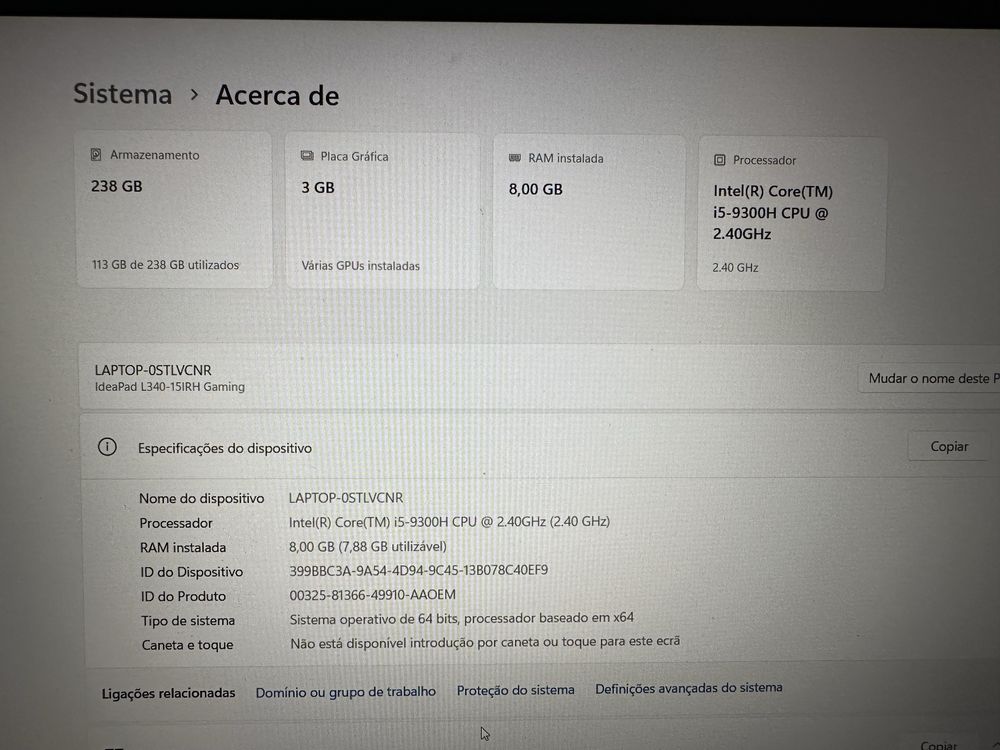 Portátil lenovo LAPTOP-OSTLVCNR