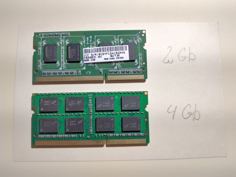 Пам'ять ddr3, 2 та 4 Gb