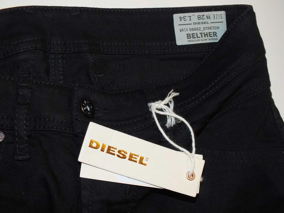 czarne DIESEL BELTHER slim tapered W30 L34 Italy stretch w29 w31 l32