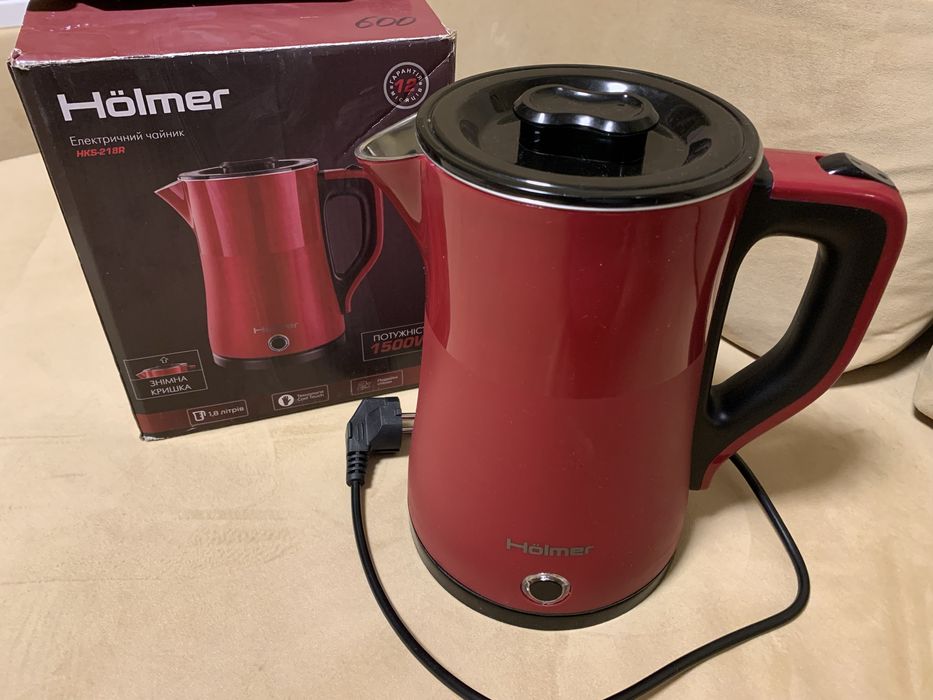 Електрочайник Holmer HKS-218R 1.8 л, червоний, повністю робочий чайник