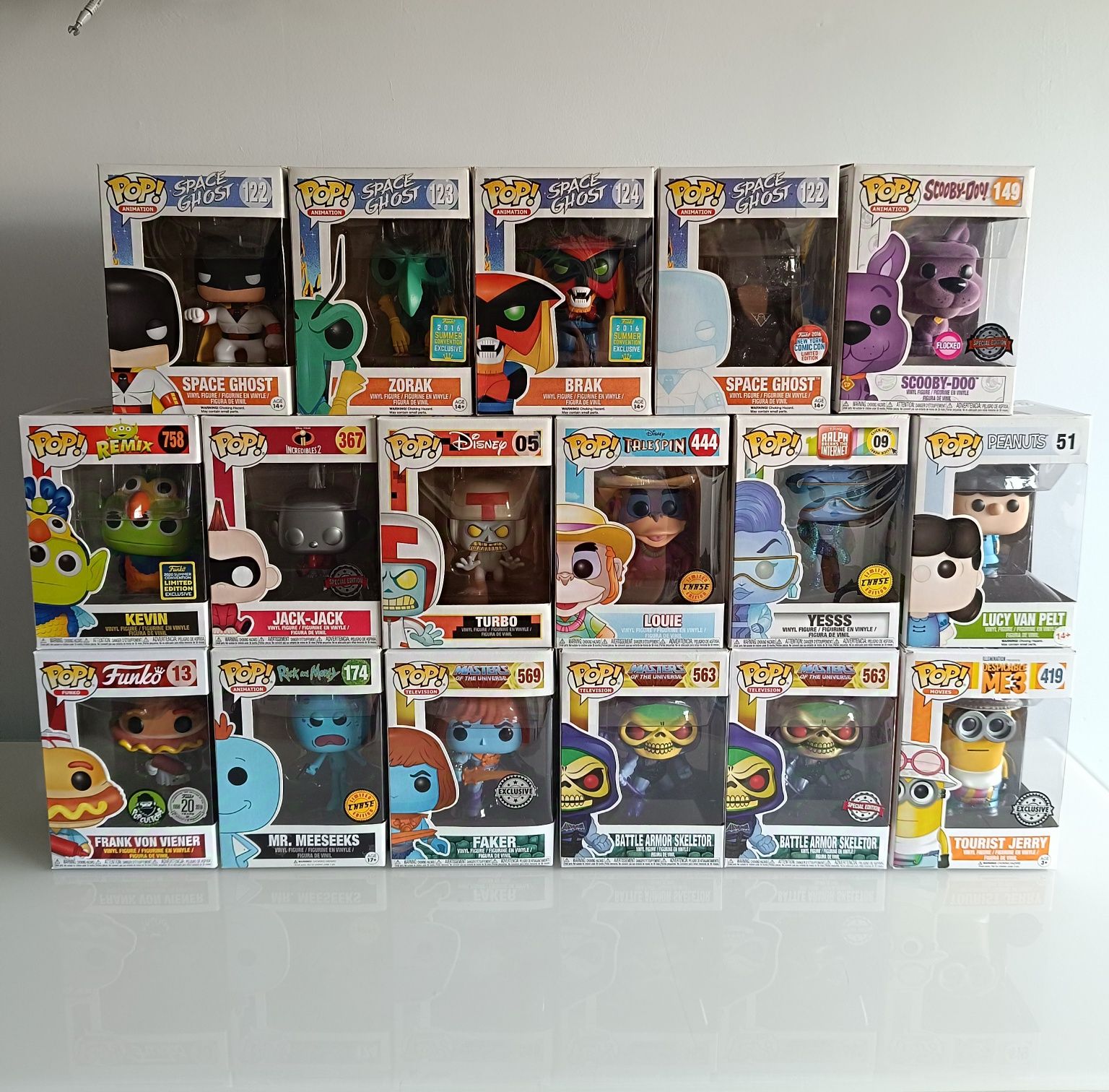 Funko pop Minion, Masters of the universe, space ghost, Disney, scooby