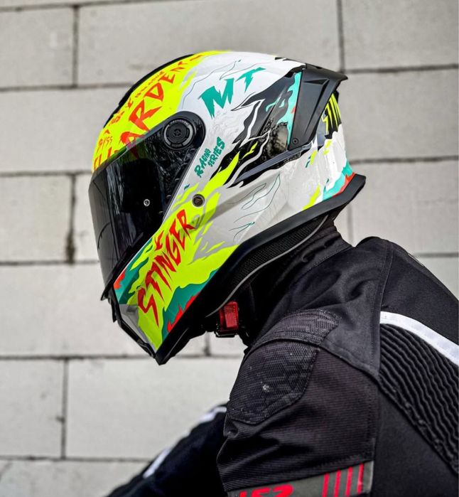 Мото шолом MT stinger 2, шлем мт стінгер 2 інтеграл, іспанський жовтий