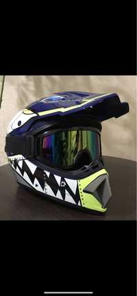 Кроссовый шлем для мотоцикла подарок перчатки очки и балаклава