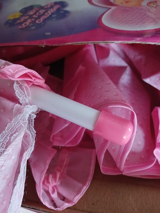 Іграшка ліжечко для ляльки з балдахіном