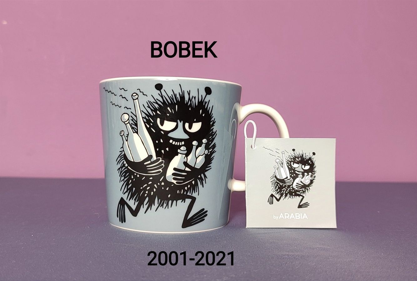 Muminki KUBEK Moomin Arabia Finland - BOBEK 2001 - 2021 z naklejką
