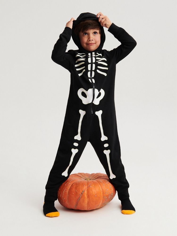 Swiecący kombinezon kościotrup Reserved kostium przebranie Haloween
