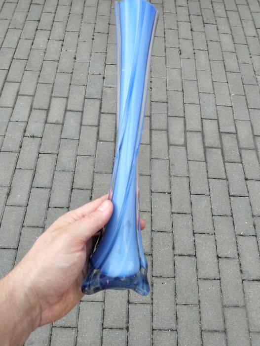 Wazon szklany niebieski ok.35 cm