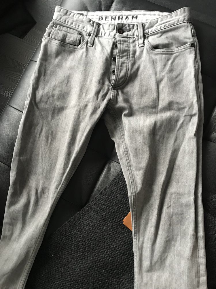 Spodnie jeansy szare denham 30/34 slim na guziczki zara Diesel