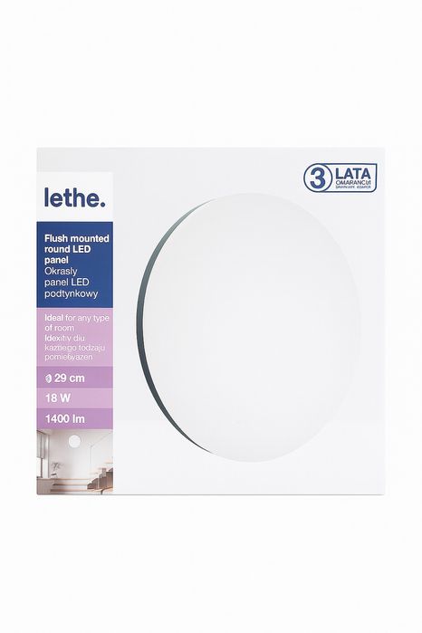 Lethe Okrągły Panel LED Podtynkowy 18W – 29 cm, 1400 lm