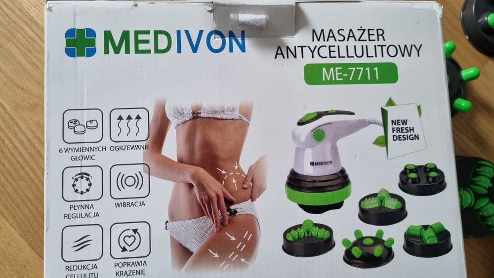 Masażer antycellulitowy MEDIVON ME-7711 – 6 wymiennych głowic, ogrzewa