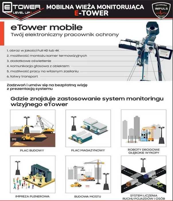 Wieża Monitorująca, Monitoring Mobilny, Ochrona Zdalna - WYNAJEM
