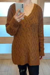 Sweterek XL ażurowy brąz Jessica C&A boho