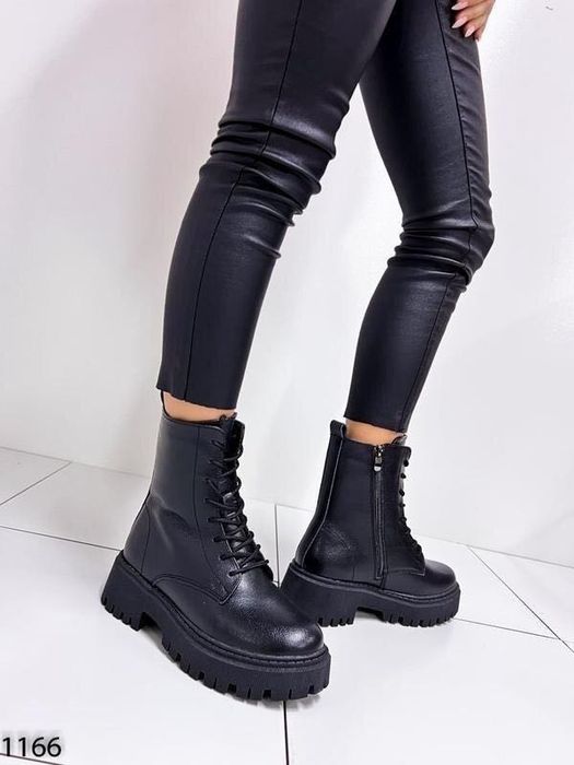 Жіночі зимові берці, черевики шкіряні на хутрі 36 - 23.5 см