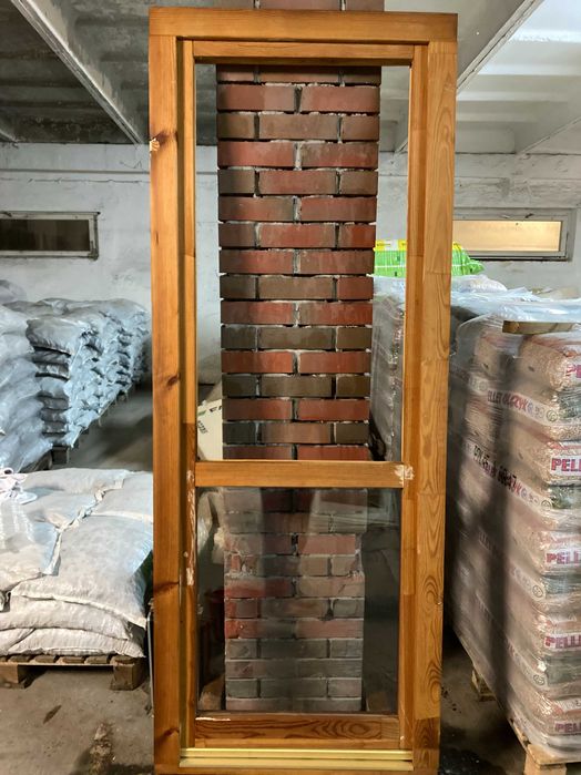 Drzwi balkonowe 900mm x 2300mm sosna, dwuszybowe, Stolbud Grybów