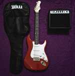 Zestaw gitarowy – gitara elektryczna MAX Music; wzmacniacz; pokrowiec
