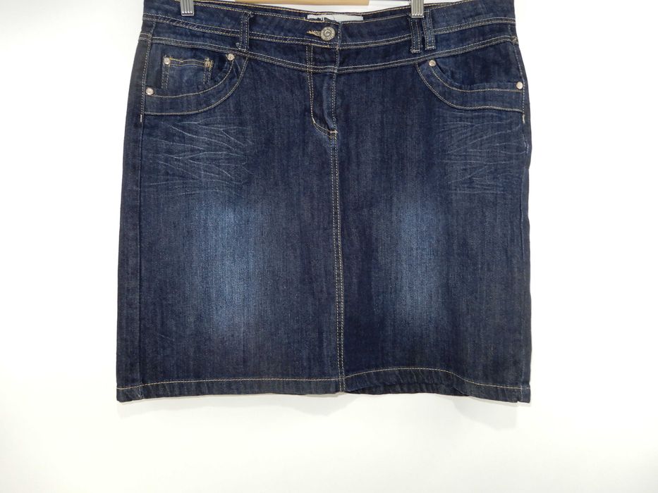 Spódnica midi jeansowa prosta do kolan granatowa Pencil 46 48 3XL 4XL