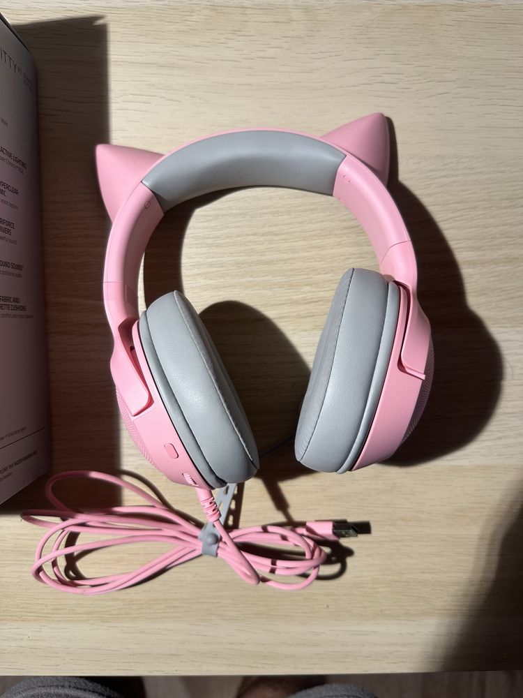 Słuchawki przewodowe z mikrofonem Razer Kraken Kitty V2 Quartz Nauszne