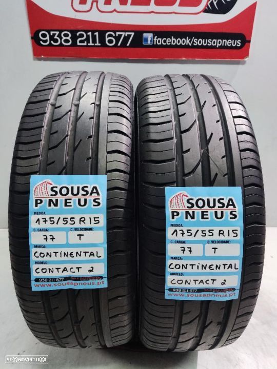 2 pneus semi novos 175-55r15 continental - oferta dos portes