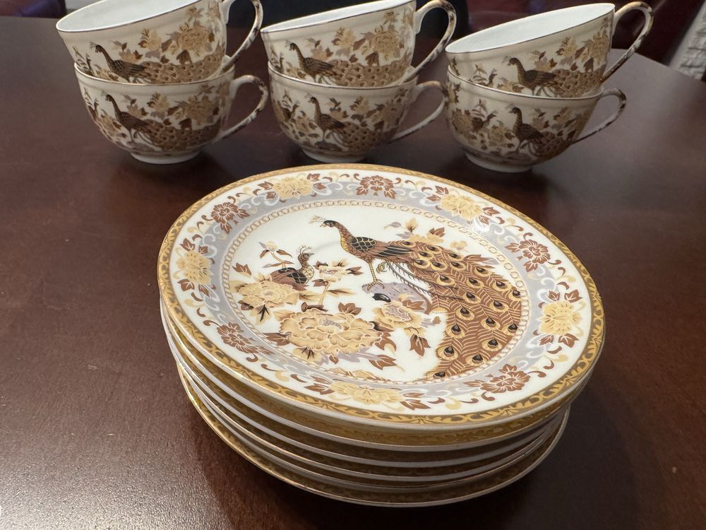 Zastawa, komplet, porcelana, zestaw kawowy, filiżanki talerzyki Veroni