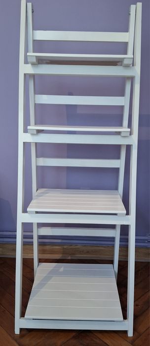 Stojak rozkładany bialy drewniany