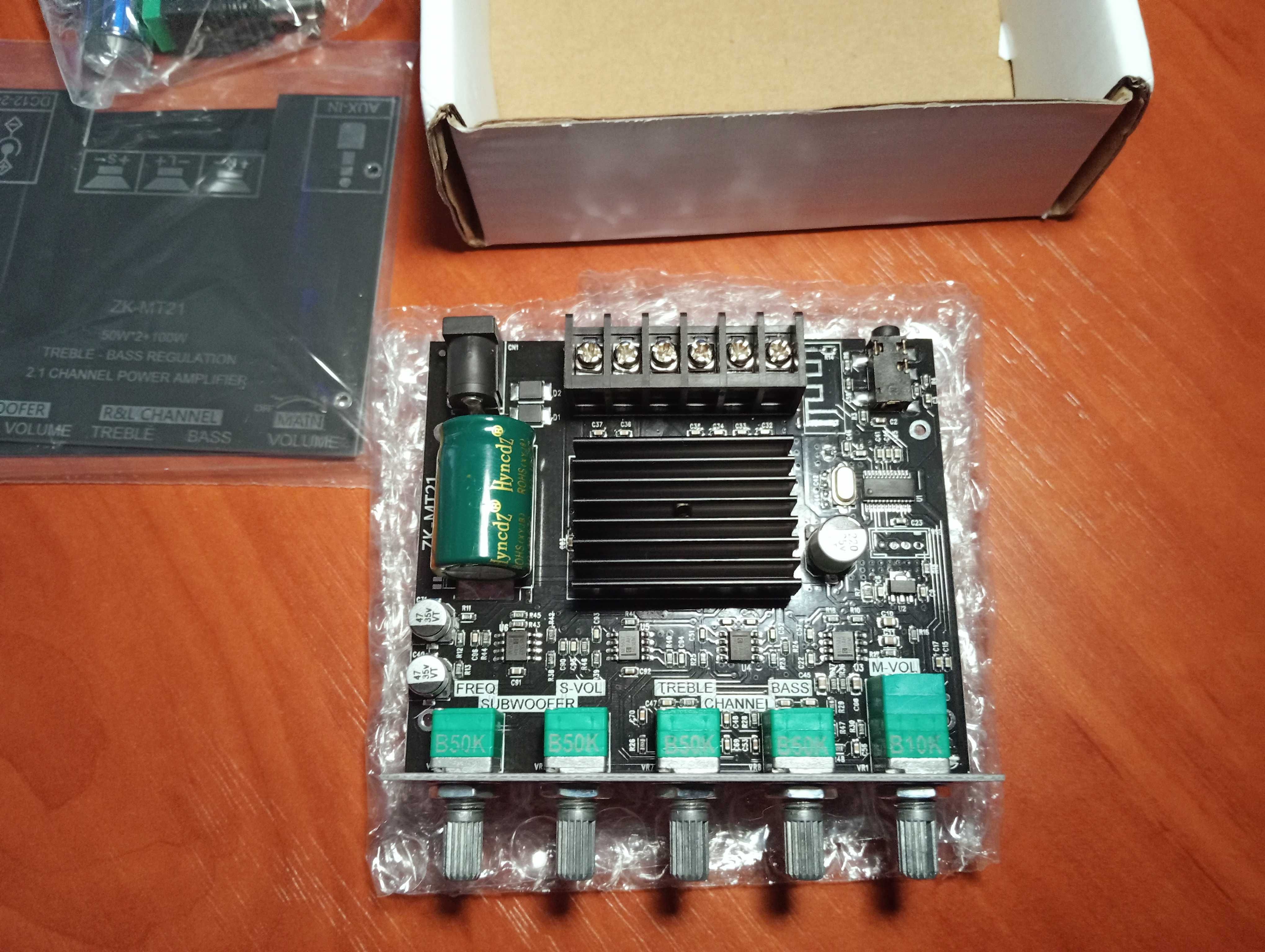 ZK-MT21 Підсилювач звуку Bluetooth v5.0  50Вт*2 + 100Вт