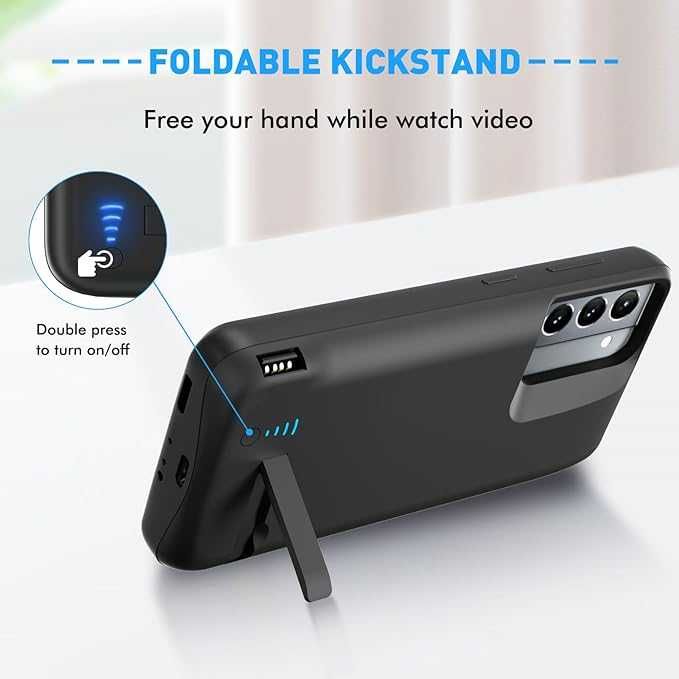 Etui z baterią do Galaxy S21, 4800 mAh z podpórką czarne