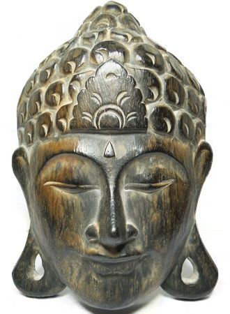 Rzeźba, Maska - BUDDA - Drewno, Rękodzieło 20cm