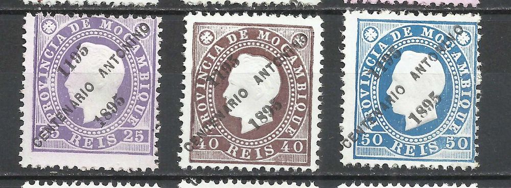 Selos Ex-colónias, Moçambique D. Luís I, fita direita 1895, como novos