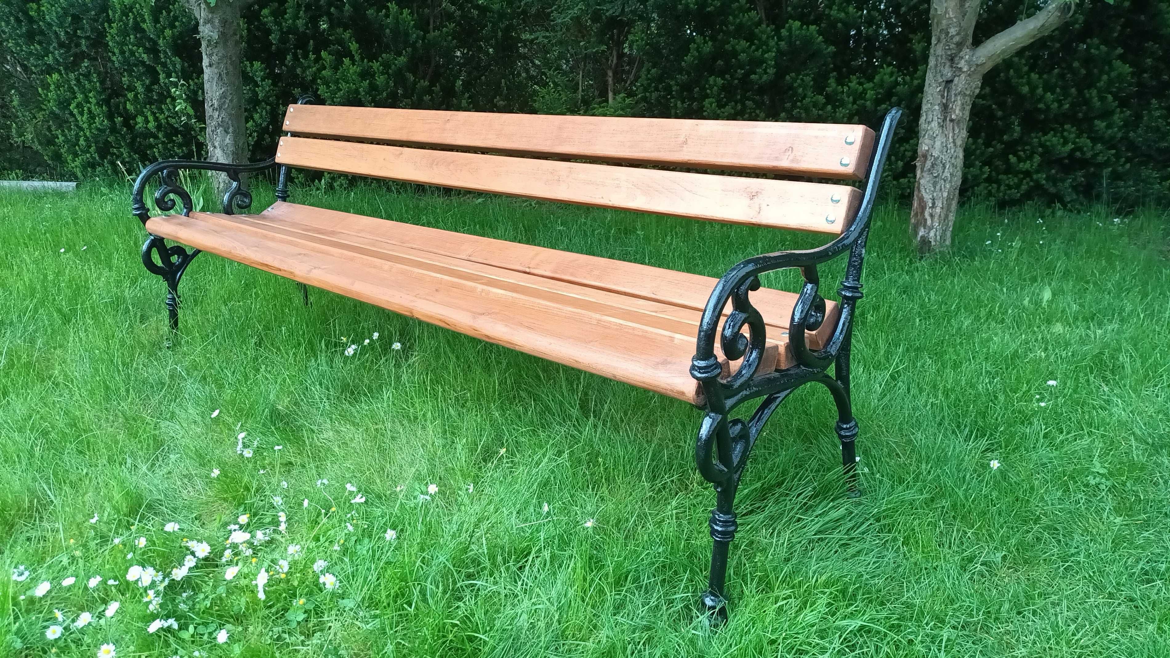 Ławka ogrodowa wiedeńska żeliwna lisciasta  180 cm