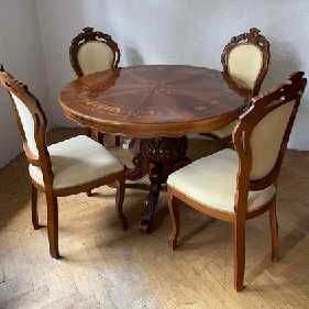 Piękny komplet włoski stół z krzesłami