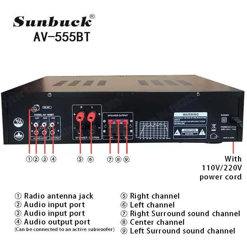 Amplificador Bluetooth Digital para Casa Teatro Karaokê, Max 2500W
