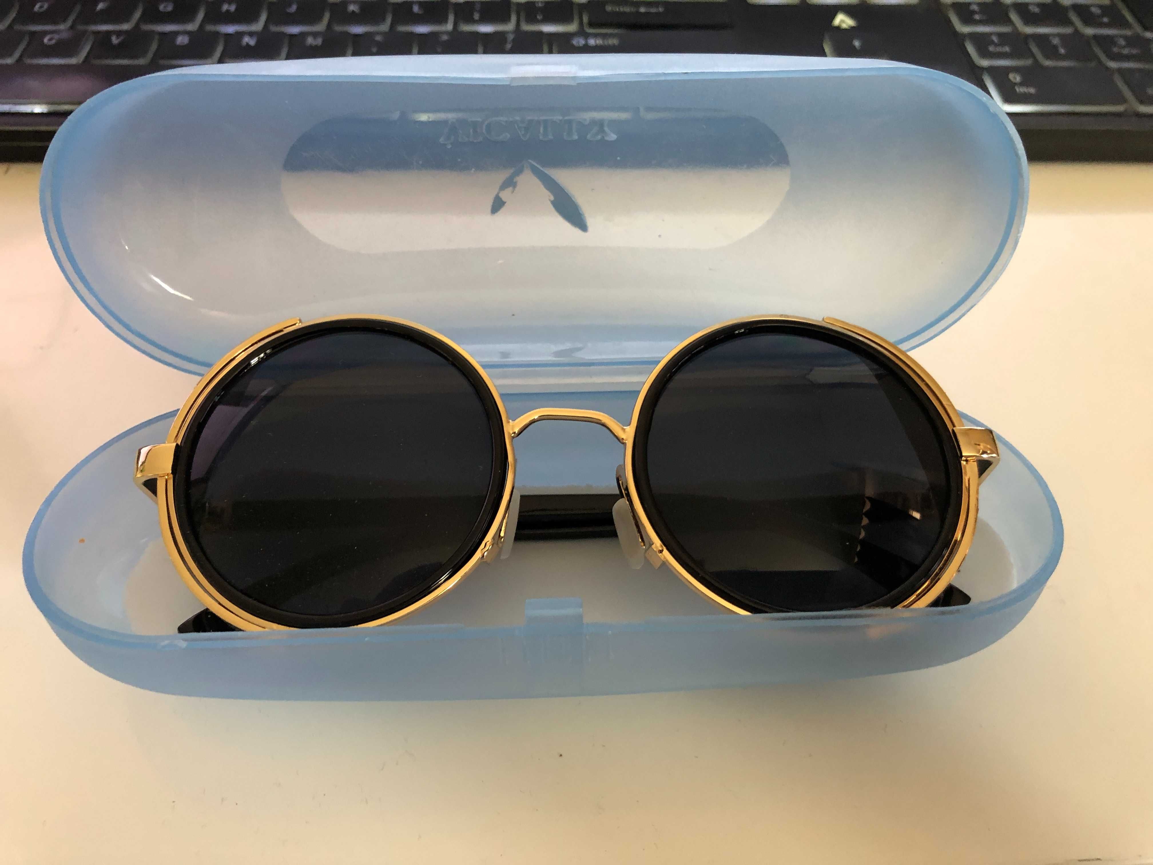 Okulary steampunk okrągłe czarno-złote