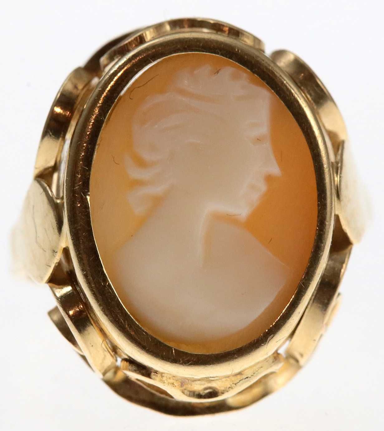 Złota Biżuteria - pierścionek, 4 g, Au 585 z kameą