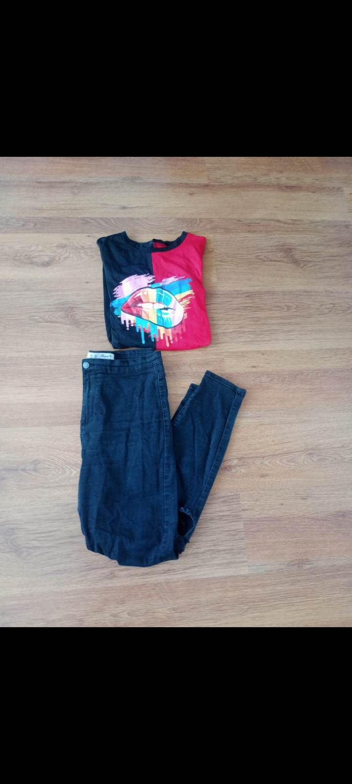Koszulka i spodnie czarne dziury r.42, t-shirt Denim, jesień
