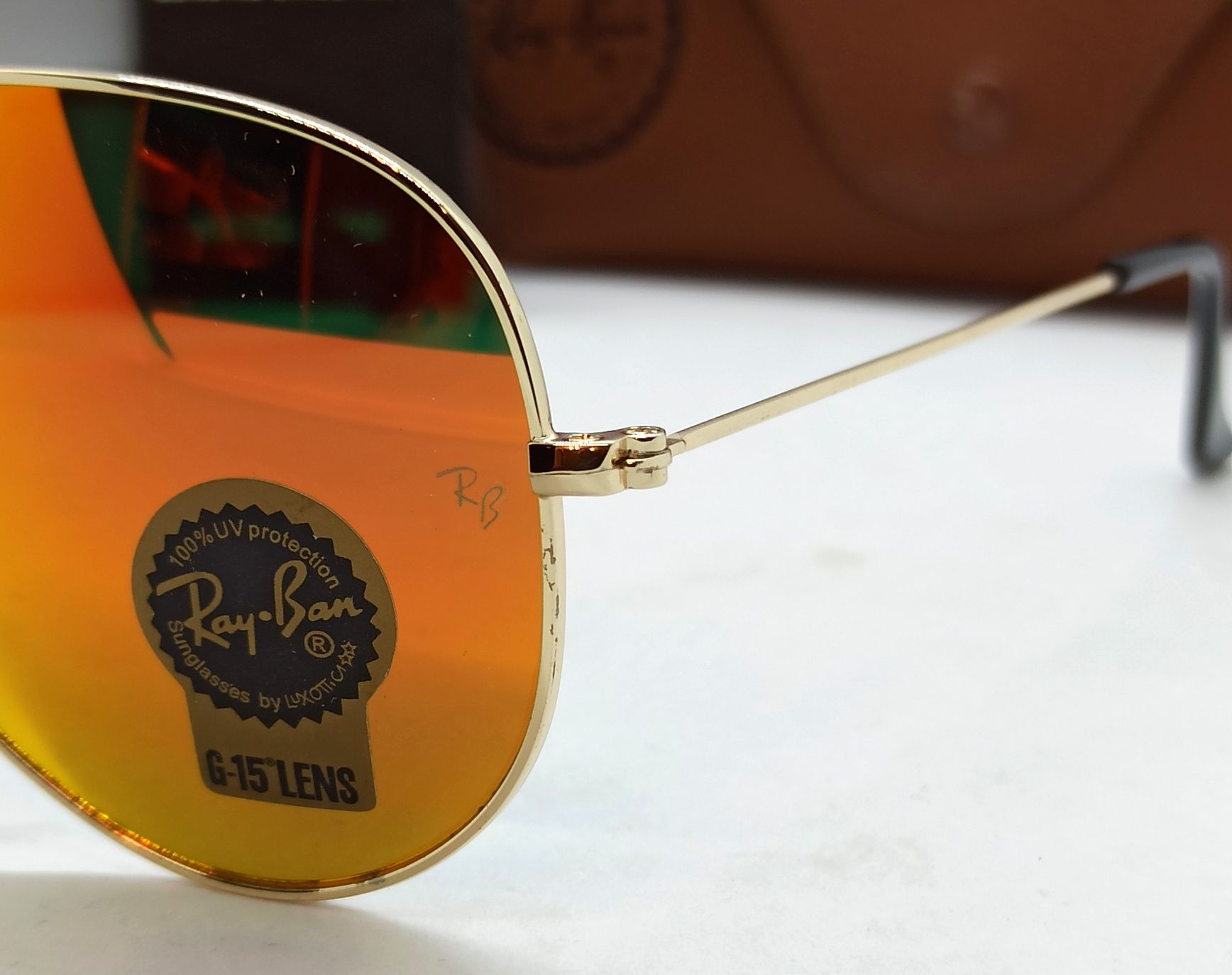 Ray Ban Aviator  очки капли унисекс оранжевые зеркальные линзы стекло
