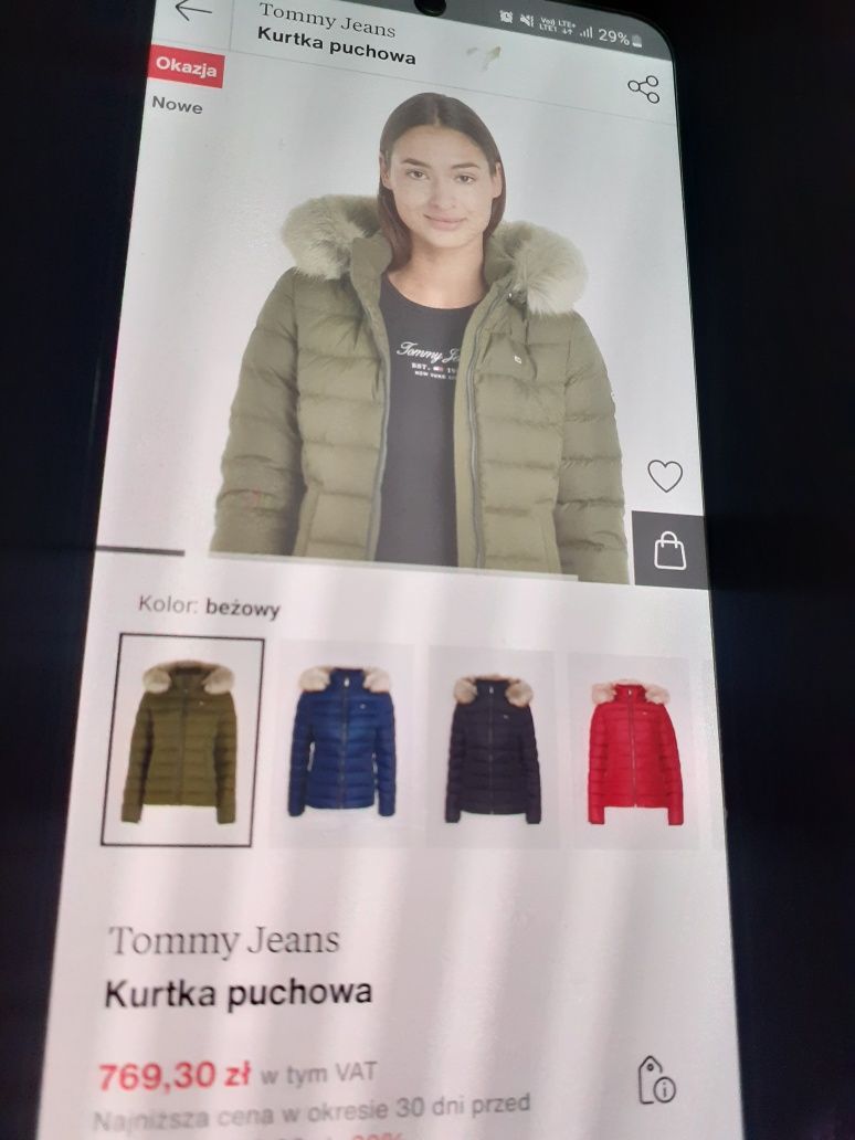 Nowa kurtka Tommy Hilfiger.  Rozmiar 38 kolor oliwkowy