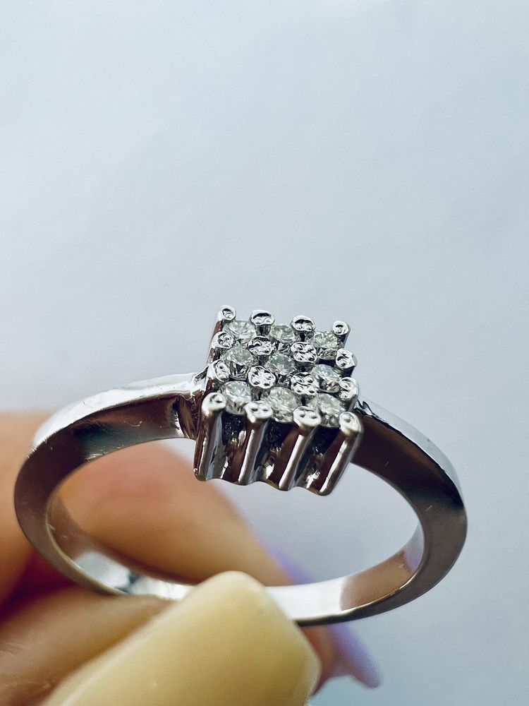 Стильное золотое кольцо с бриллиантами вес 2,16 белое золото 585 проба