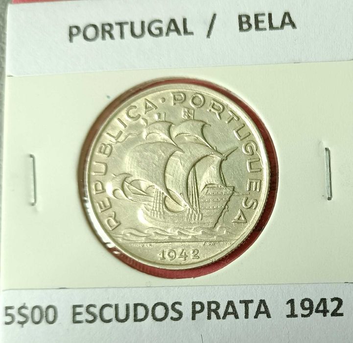 2 Moedas 5 escudos  2ª República Portuguesa " Emissão Anual em Prata "