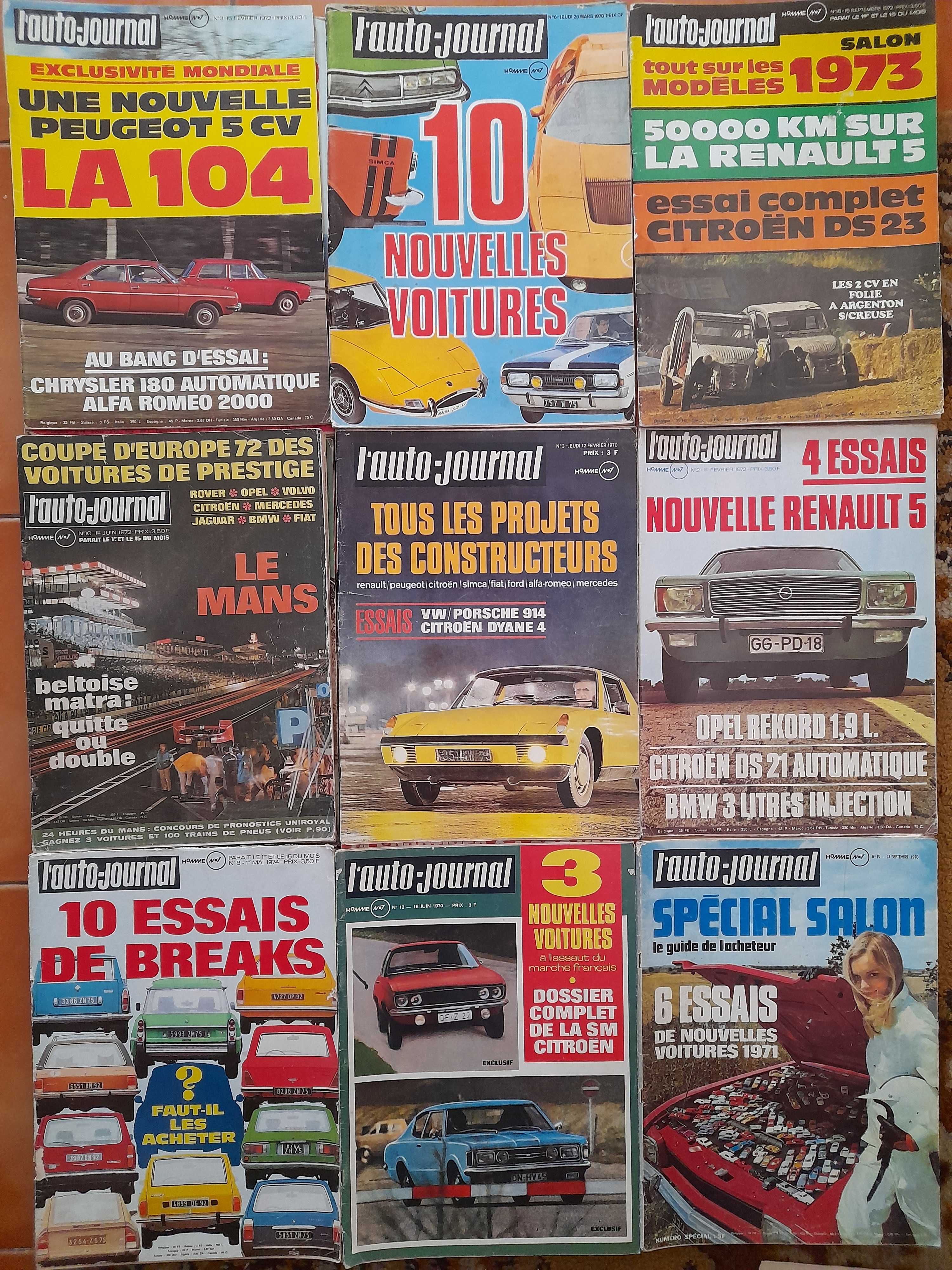 Revistas Auto Journal anos 70 testes Citroen Fiat Peugeot Renault