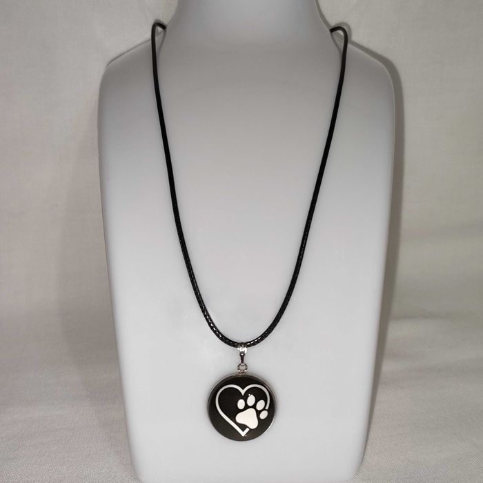 N151 Naszyjnik Serce Łapka Łapa Psa Kota Handmade