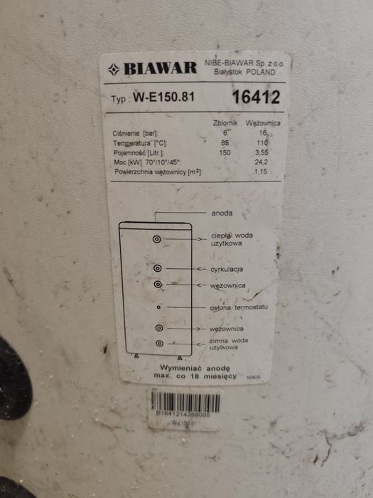 Biawar 150L wymiennik zasobnik terma bojler